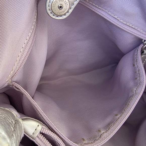 Elegant Coach Silver- Gray Tote Bag Violet Lining - Picture 9 of 14